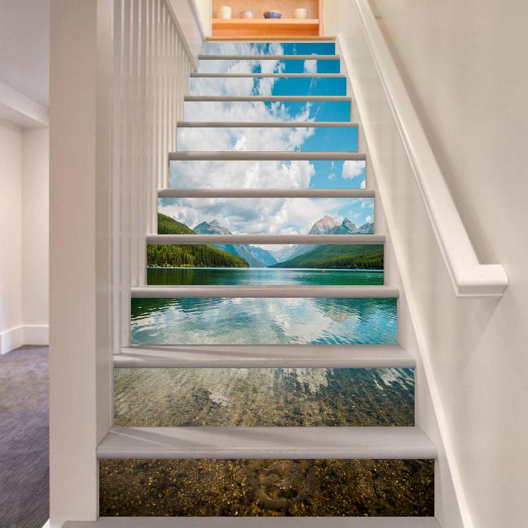 3D White Cloud 633 Stair Risers Wallpaper AJ Wallpaper 