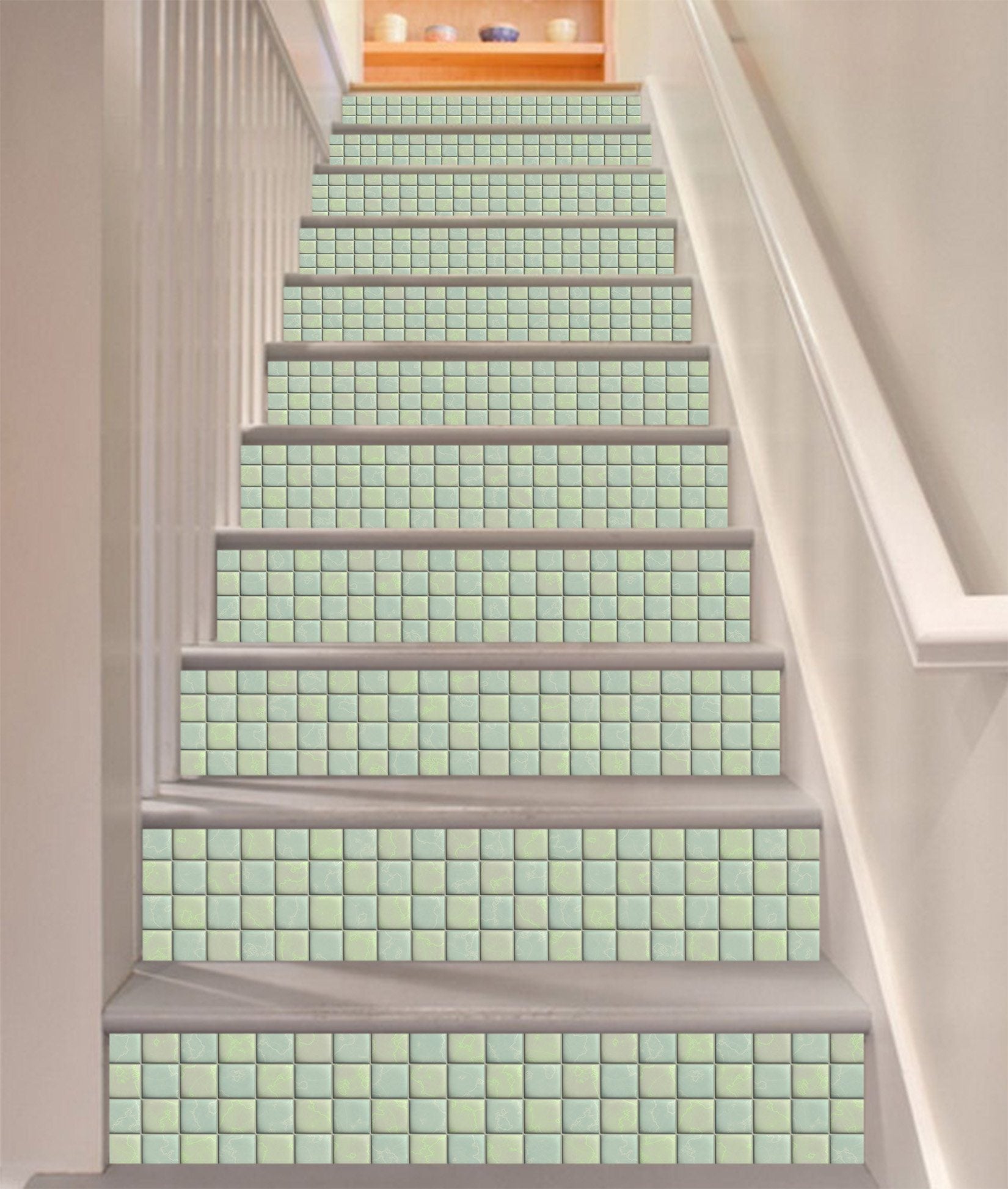 3D Square Mosaic 363 Marble Tile Texture Stair Risers Wallpaper AJ Wallpaper 