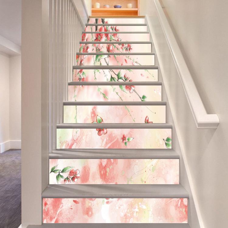 3D Peach Blossom 675 Stair Risers Wallpaper AJ Wallpaper 