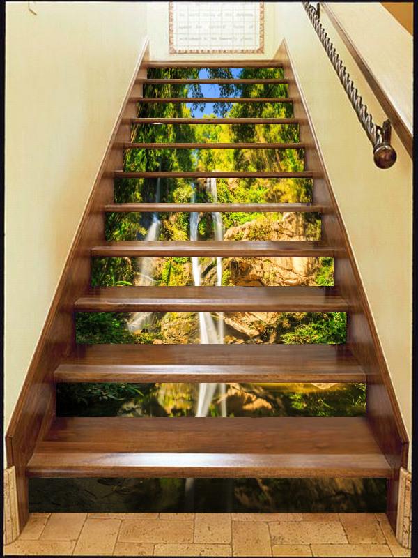 3D Mountains Falling Streams 49 Stair Risers Wallpaper AJ Wallpaper 