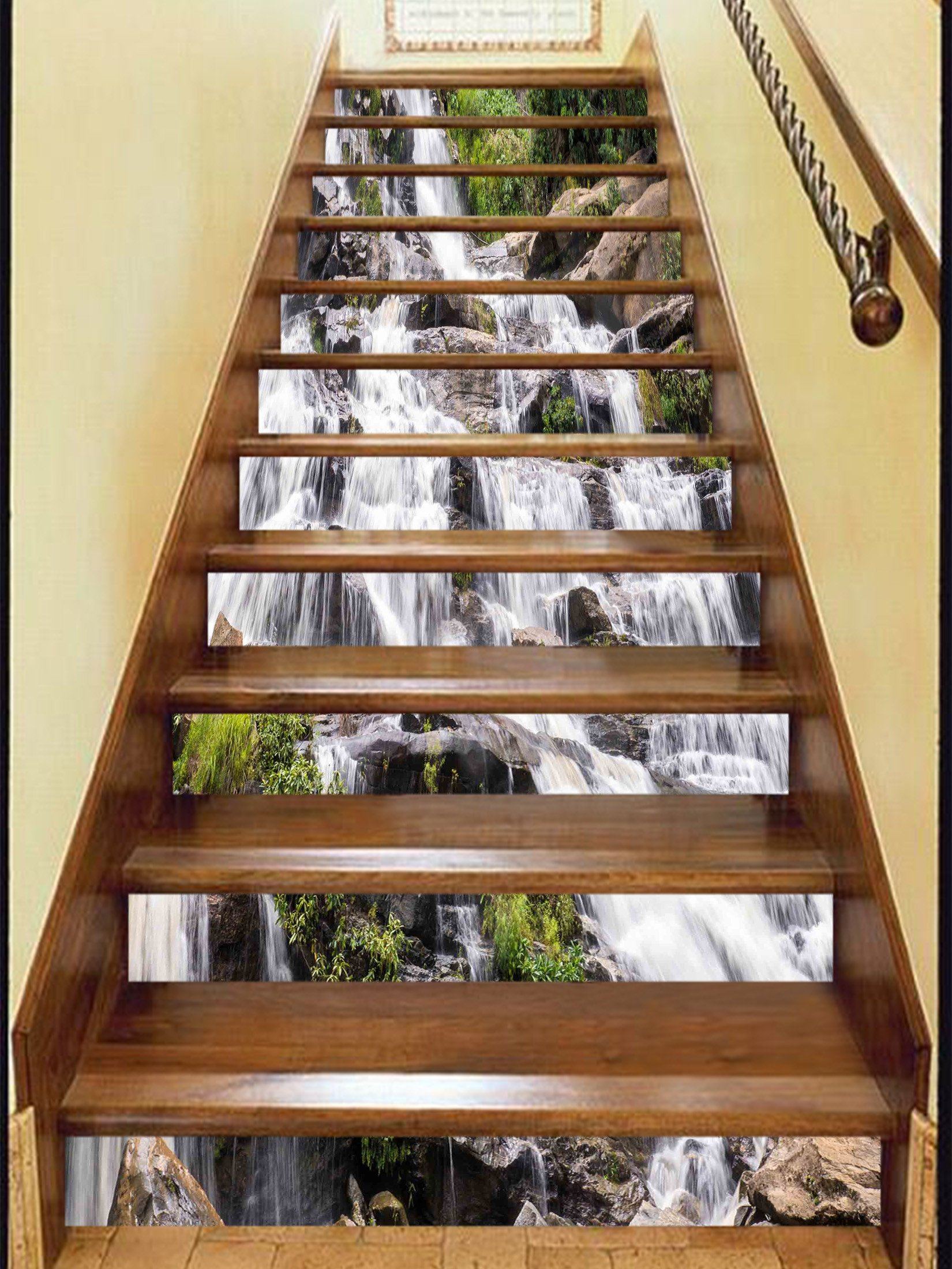 3D Flowing Waterfall 817 Stair Risers Wallpaper AJ Wallpaper 