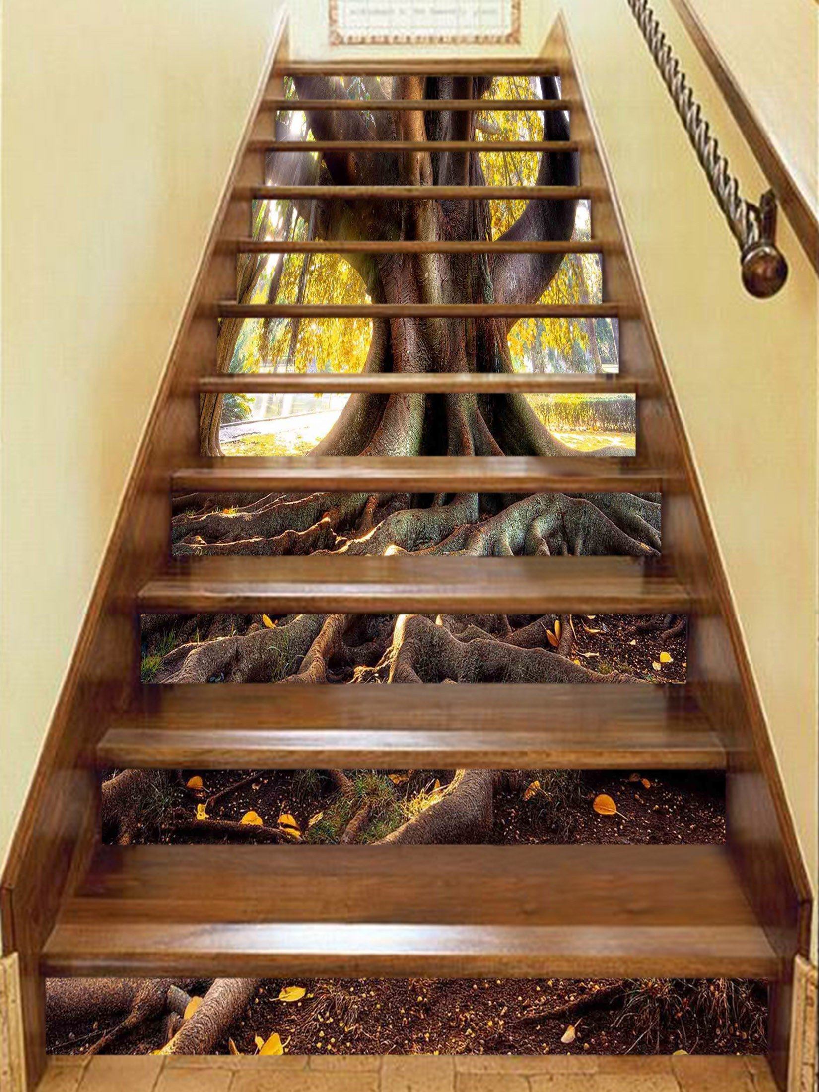 3D Tree Powerful Roots 1466 Stair Risers Wallpaper AJ Wallpaper 