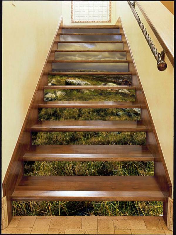 3D Grassland 6583 Stair Risers Wallpaper AJ Wallpaper 