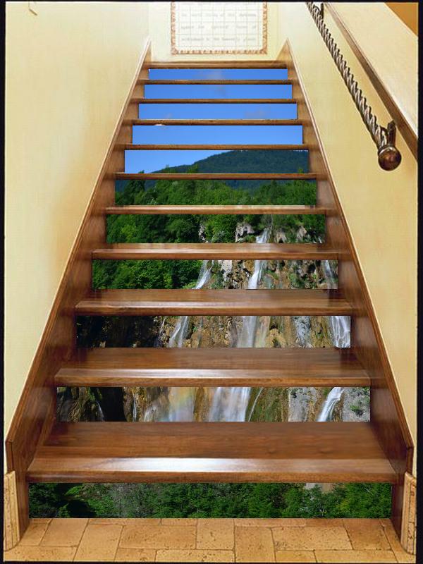 3D Waterfall 3422 Stair Risers Wallpaper AJ Wallpaper 
