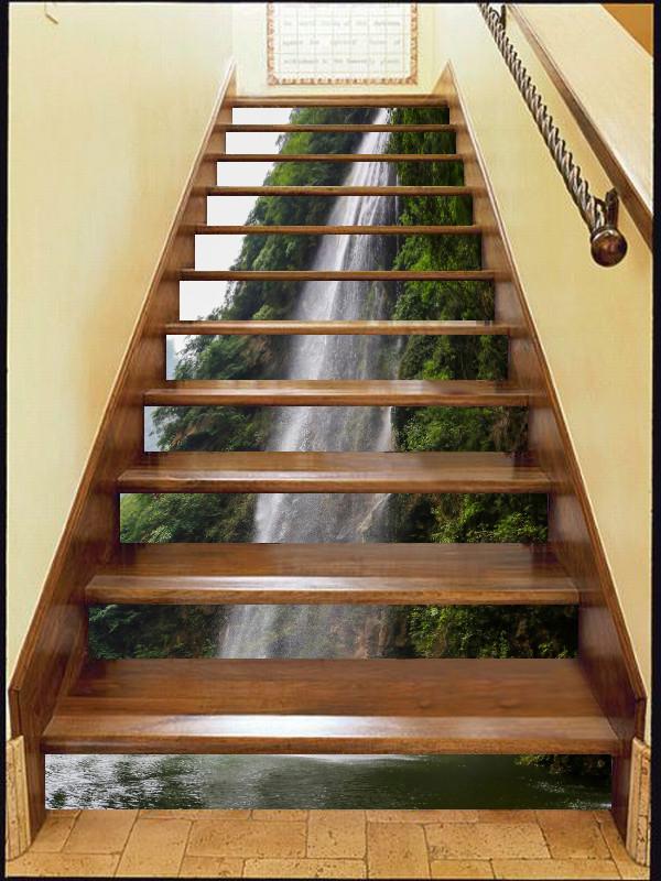 3D Mountain Waterfall 415 Stair Risers Wallpaper AJ Wallpaper 
