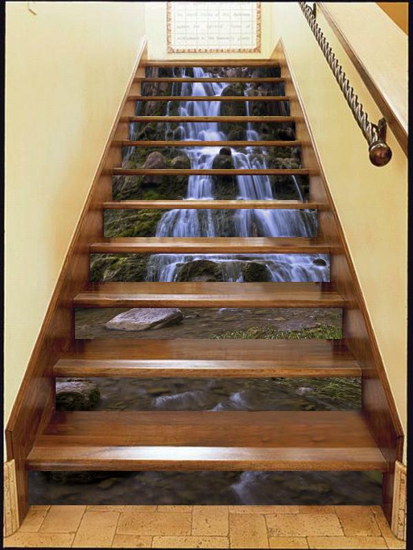 3D Pretty Stream Scenery 417 Stair Risers Wallpaper AJ Wallpaper 