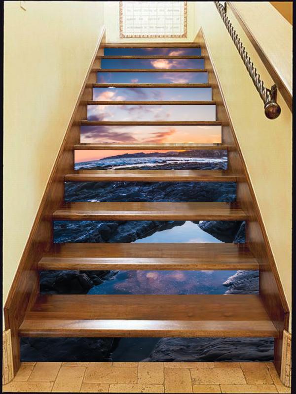 3D Seaside Sunset 29 Stair Risers Wallpaper AJ Wallpaper 
