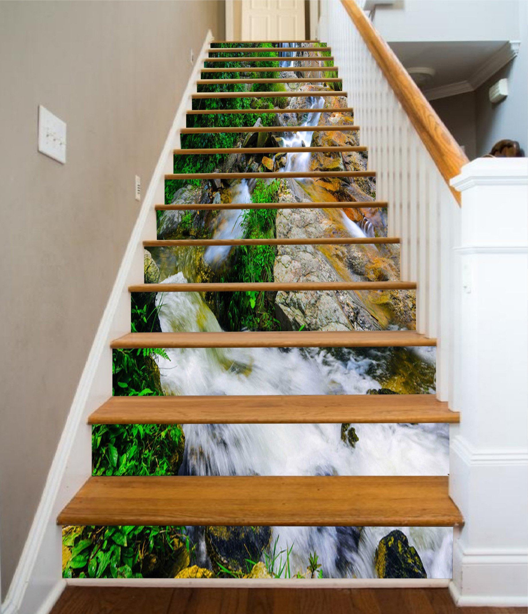3D Beautiful Creek 1621 Stair Risers Wallpaper AJ Wallpaper 