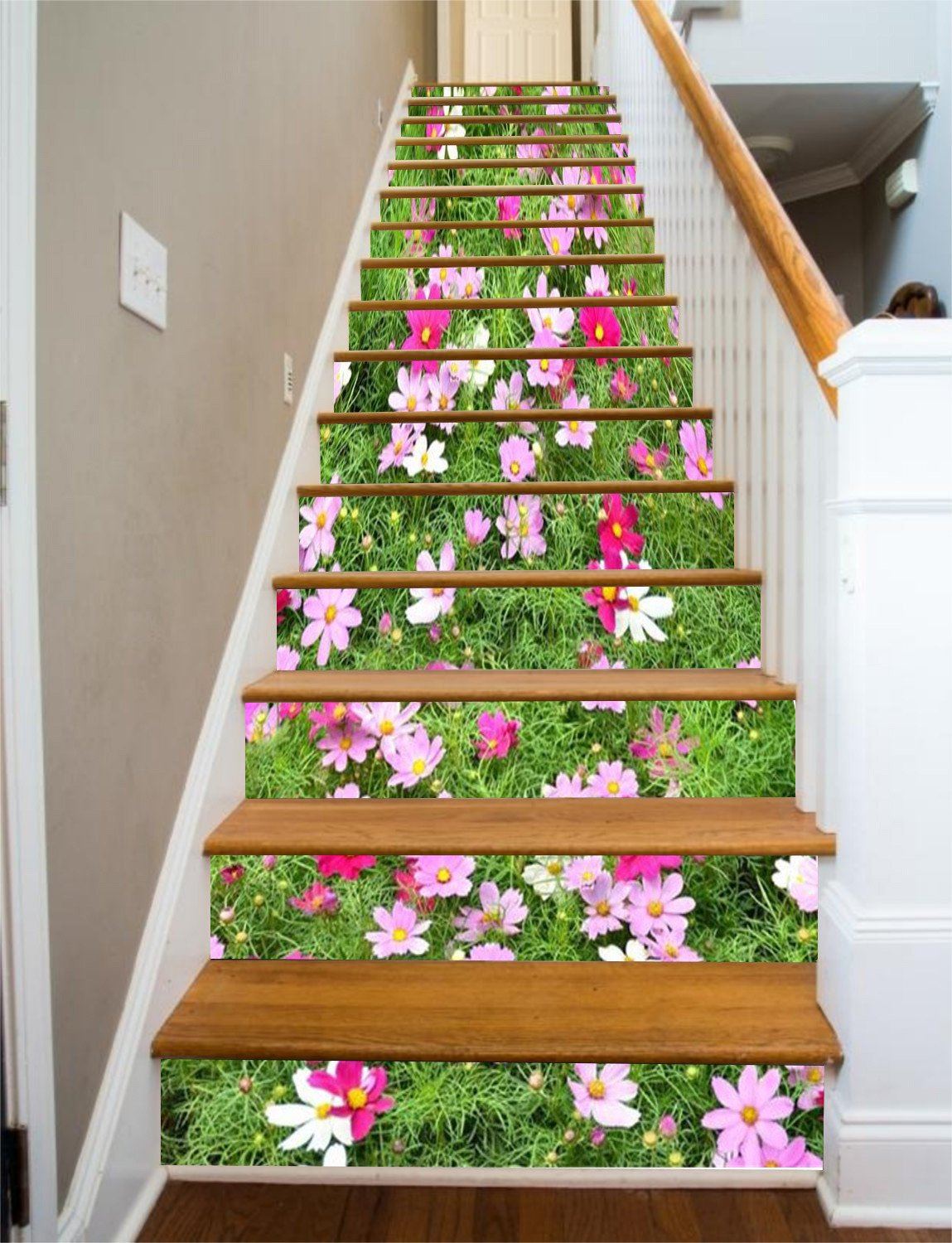 3D Pretty Grassland Flowers 676 Stair Risers Wallpaper AJ Wallpaper 