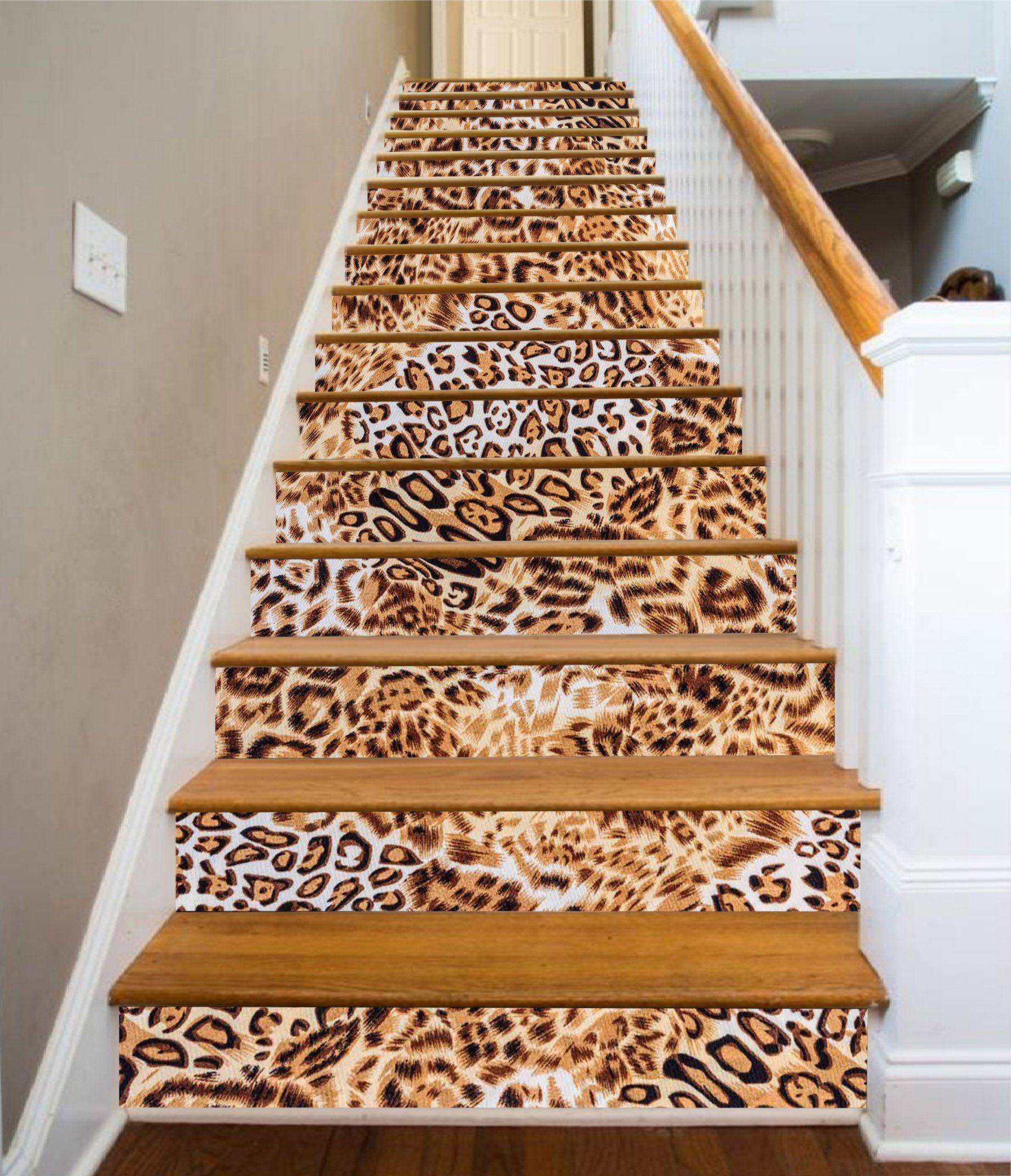 3D Leopard Print 1549 Stair Risers Wallpaper AJ Wallpaper 