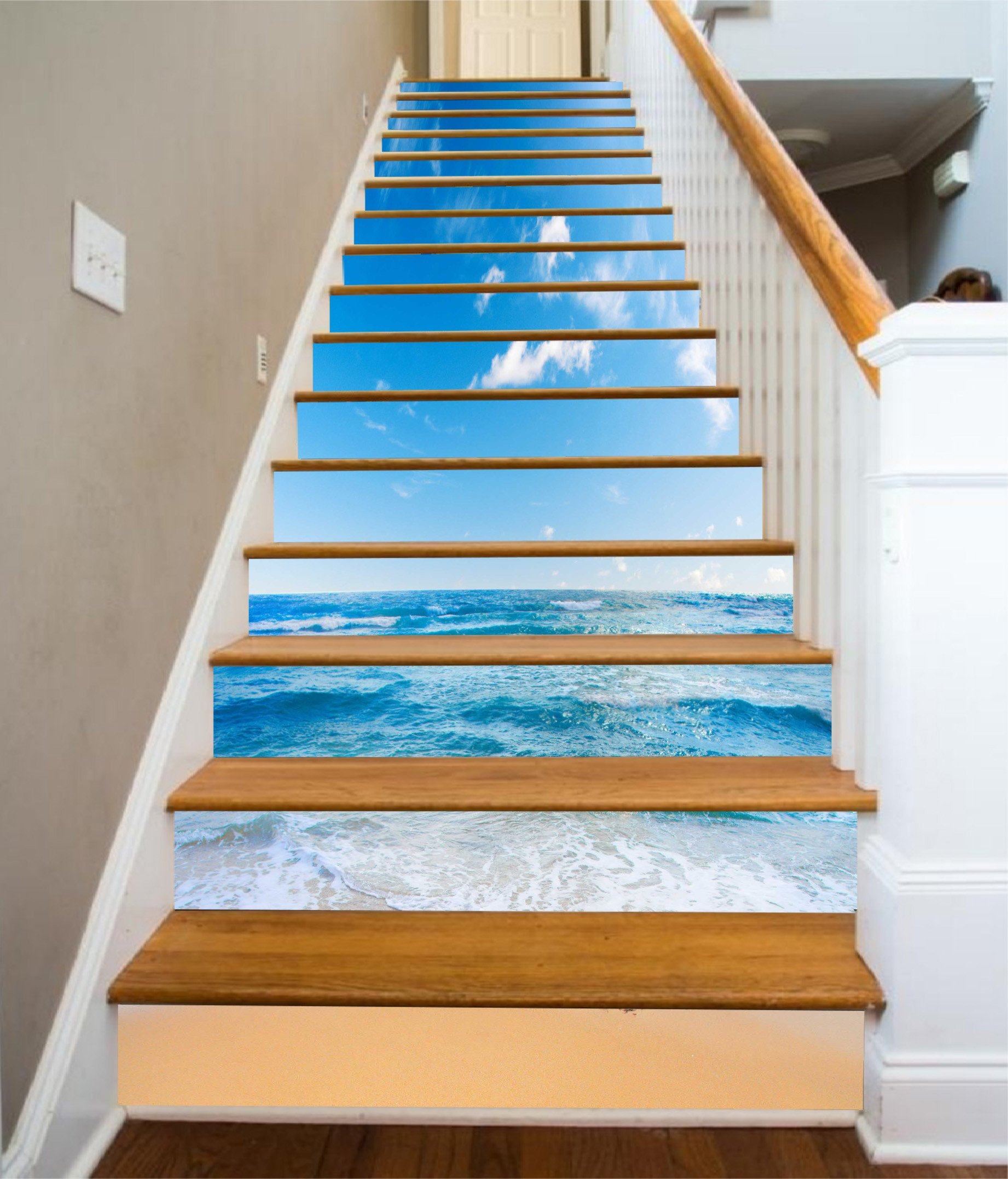 3D Blue Sea Sunny Sky 1299 Stair Risers Wallpaper AJ Wallpaper 