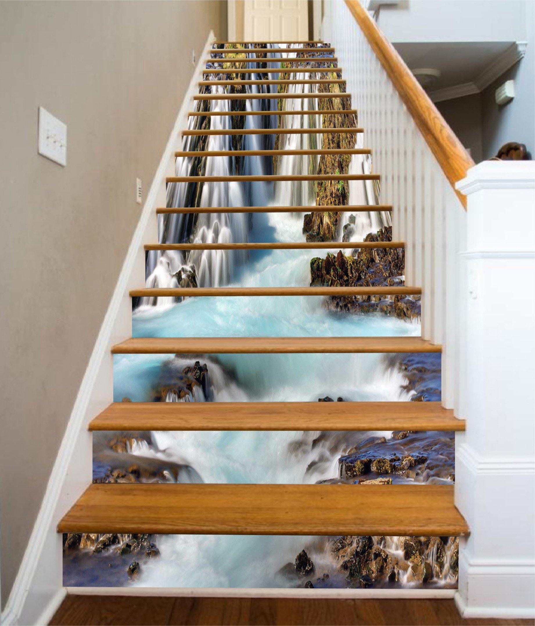 3D River Waterfalls 1119 Stair Risers Wallpaper AJ Wallpaper 