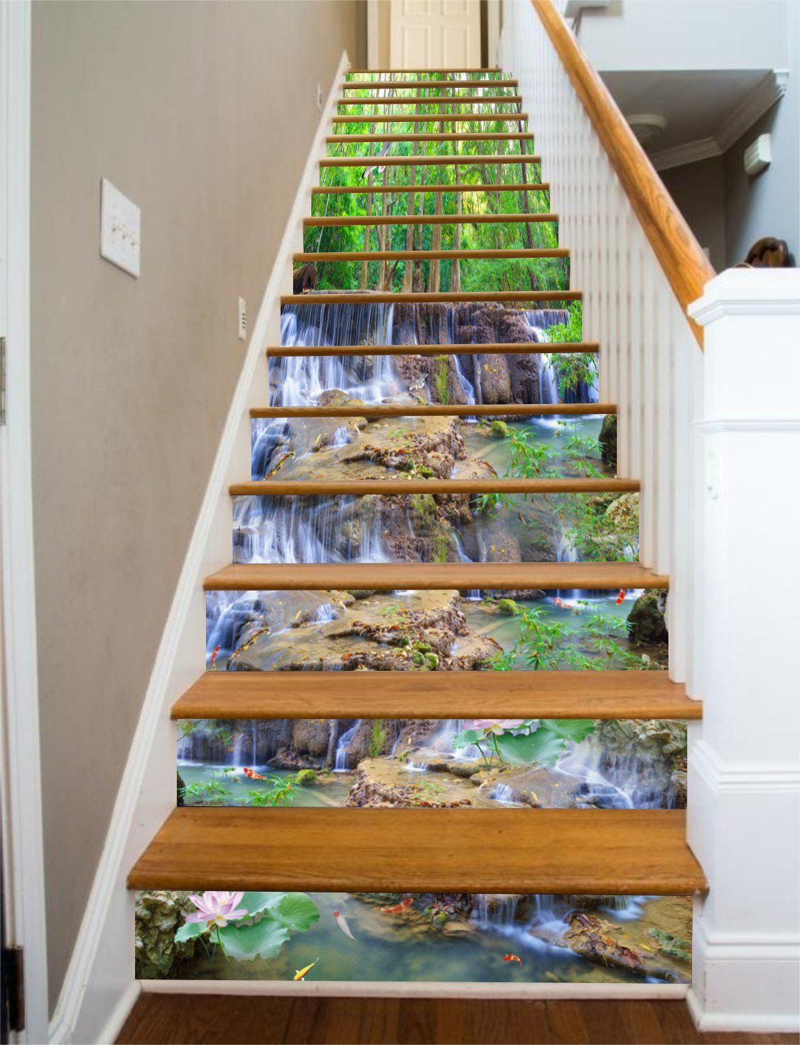 3D Forest Rocks Streams 671 Stair Risers Wallpaper AJ Wallpaper 