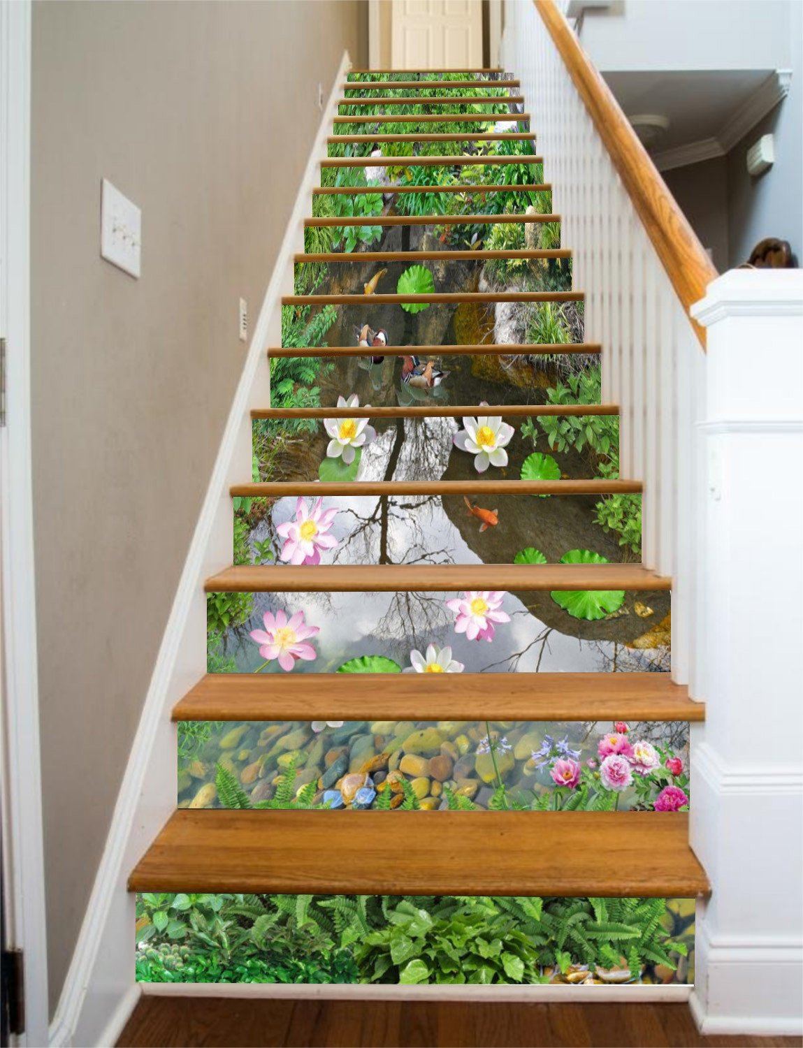 3D Small Lake Scenery 773 Stair Risers Wallpaper AJ Wallpaper 
