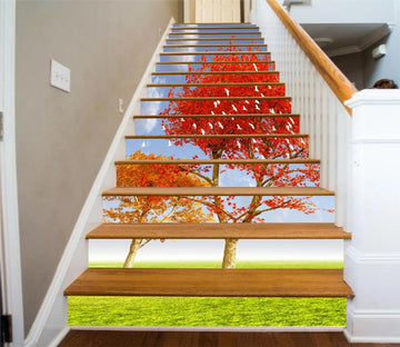 3D Red Tree 638 Stair Risers Wallpaper AJ Wallpaper 