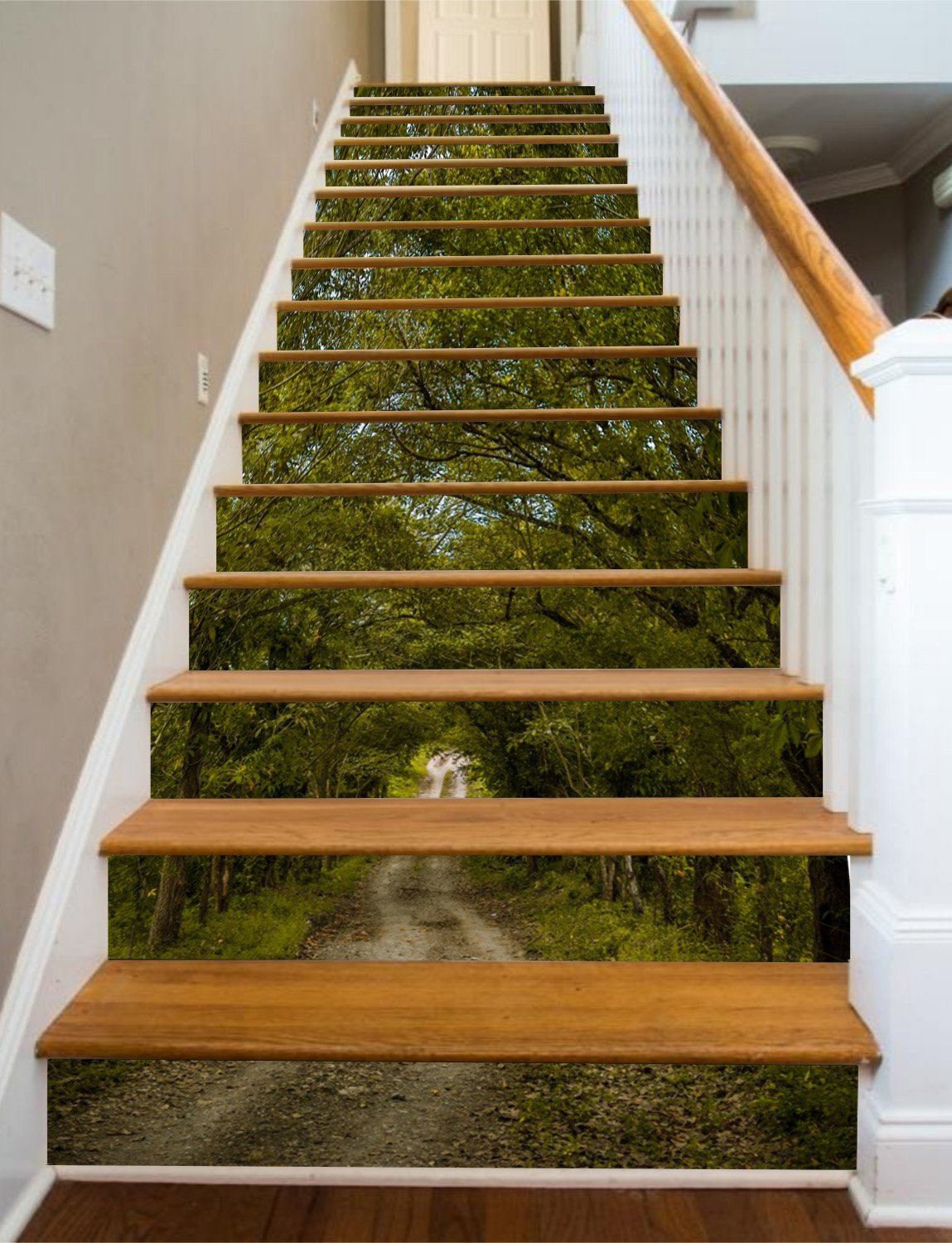 3D Forest Lane 977 Stair Risers Wallpaper AJ Wallpaper 