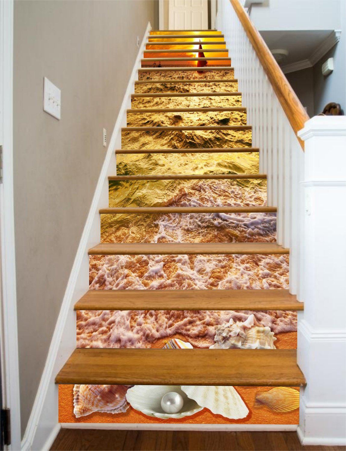3D Sea Beach Sunset 582 Stair Risers Wallpaper AJ Wallpaper 