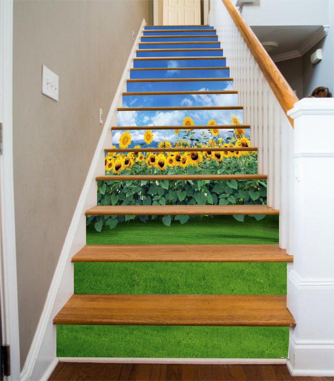 3D Grassland Sunflowers 54 Stair Risers Wallpaper AJ Wallpaper 