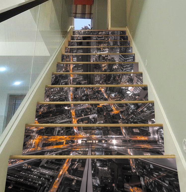3D City Tall Buildings 13 Stair Risers Wallpaper AJ Wallpaper 
