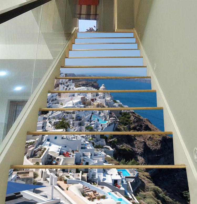 3D Sea Coast City 24 Stair Risers Wallpaper AJ Wallpaper 