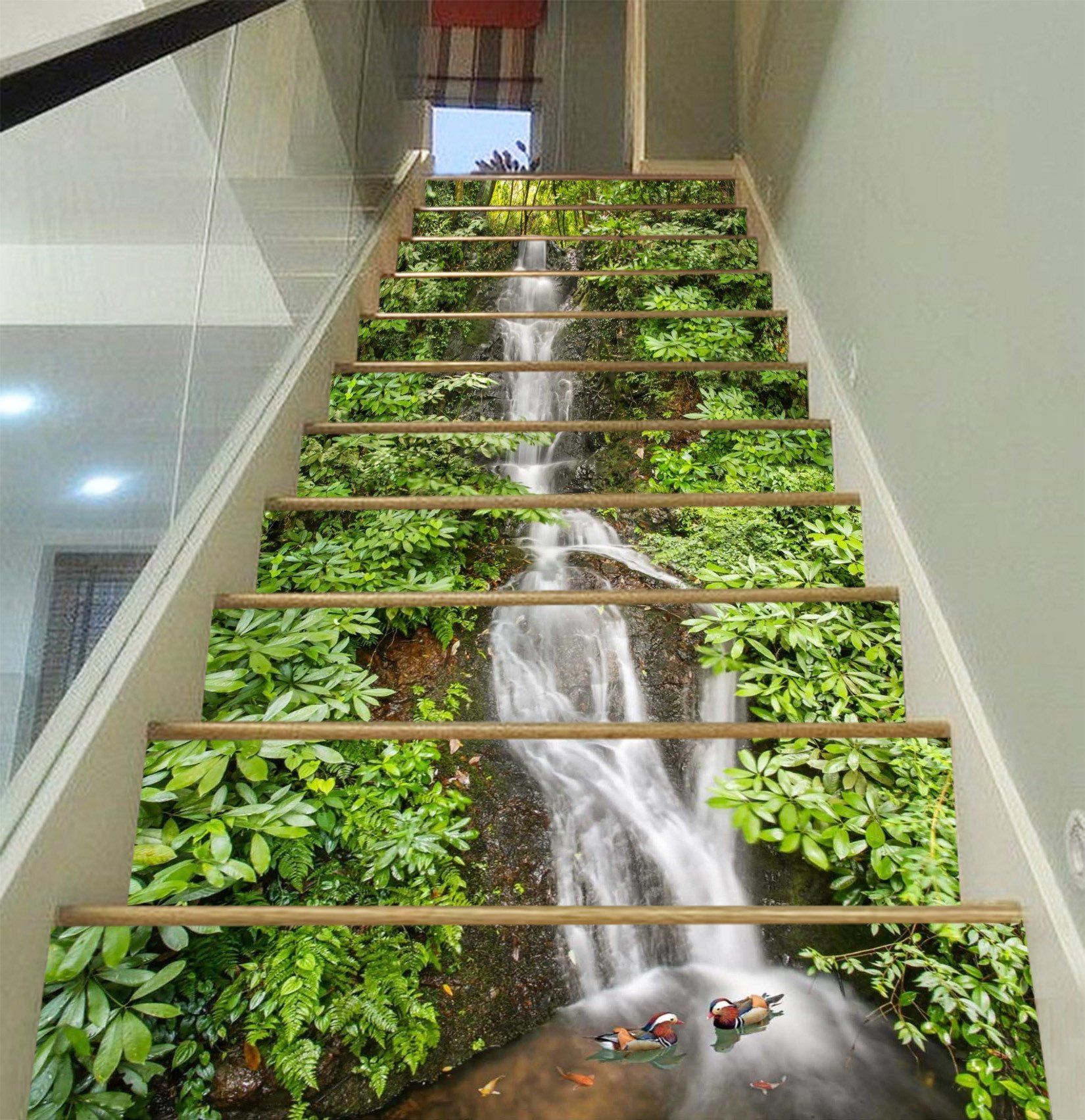 3D Flowing Stream 1404 Stair Risers Wallpaper AJ Wallpaper 