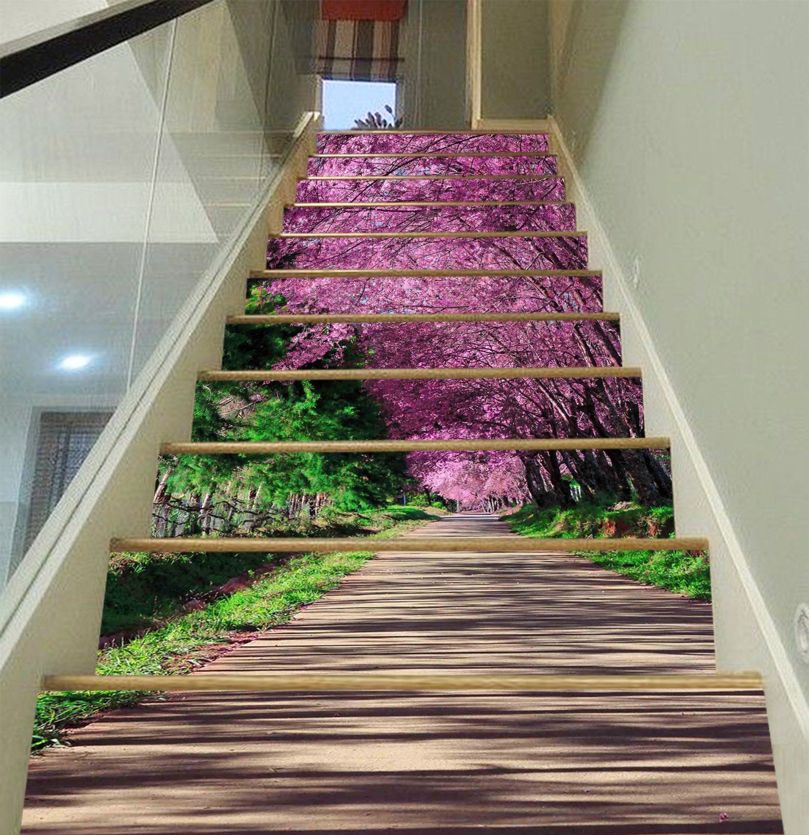 3D Roadside Flowers Trees 1631 Stair Risers Wallpaper AJ Wallpaper 