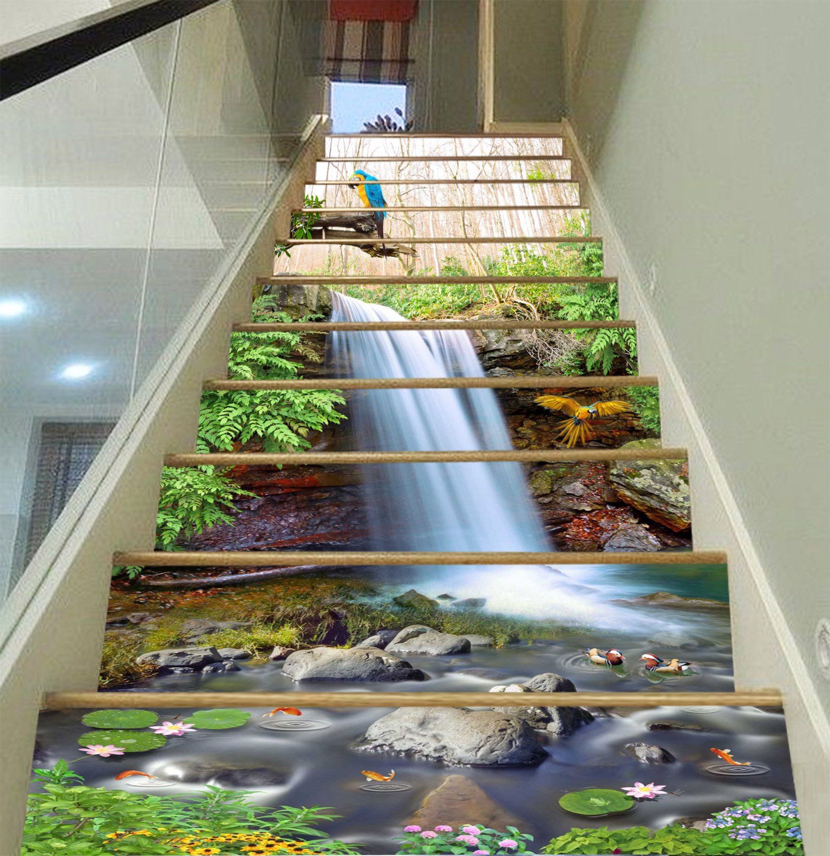 3D Charming Waterfall 1416 Stair Risers Wallpaper AJ Wallpaper 