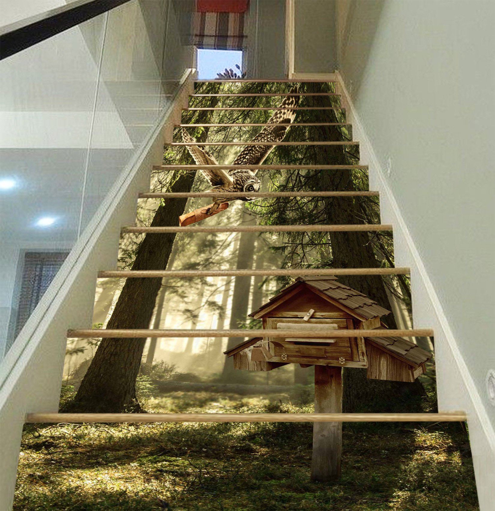 3D Forest Bird House 1256 Stair Risers Wallpaper AJ Wallpaper 