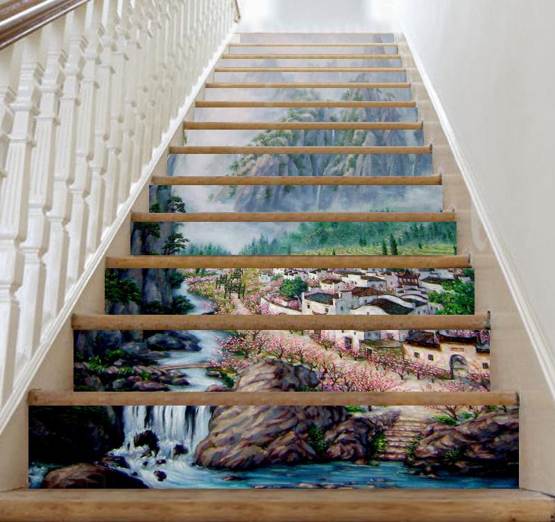 3D Mountains And Rivers 35 Stair Risers Wallpaper AJ Wallpaper 