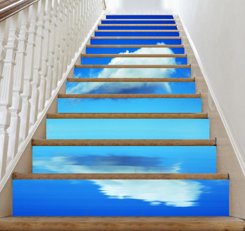 3D White Cloud 571 Stair Risers Wallpaper AJ Wallpaper 