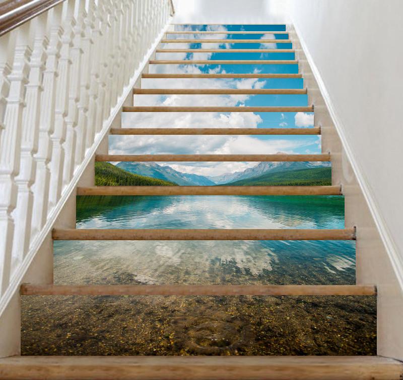 3D Pretty Lake Scenery 17 Stair Risers Wallpaper AJ Wallpaper 