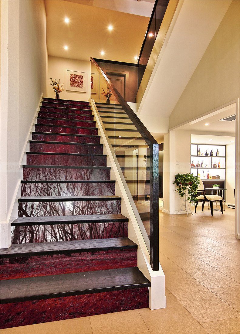 3D Forest Starry Sky 604 Stair Risers Wallpaper AJ Wallpaper 