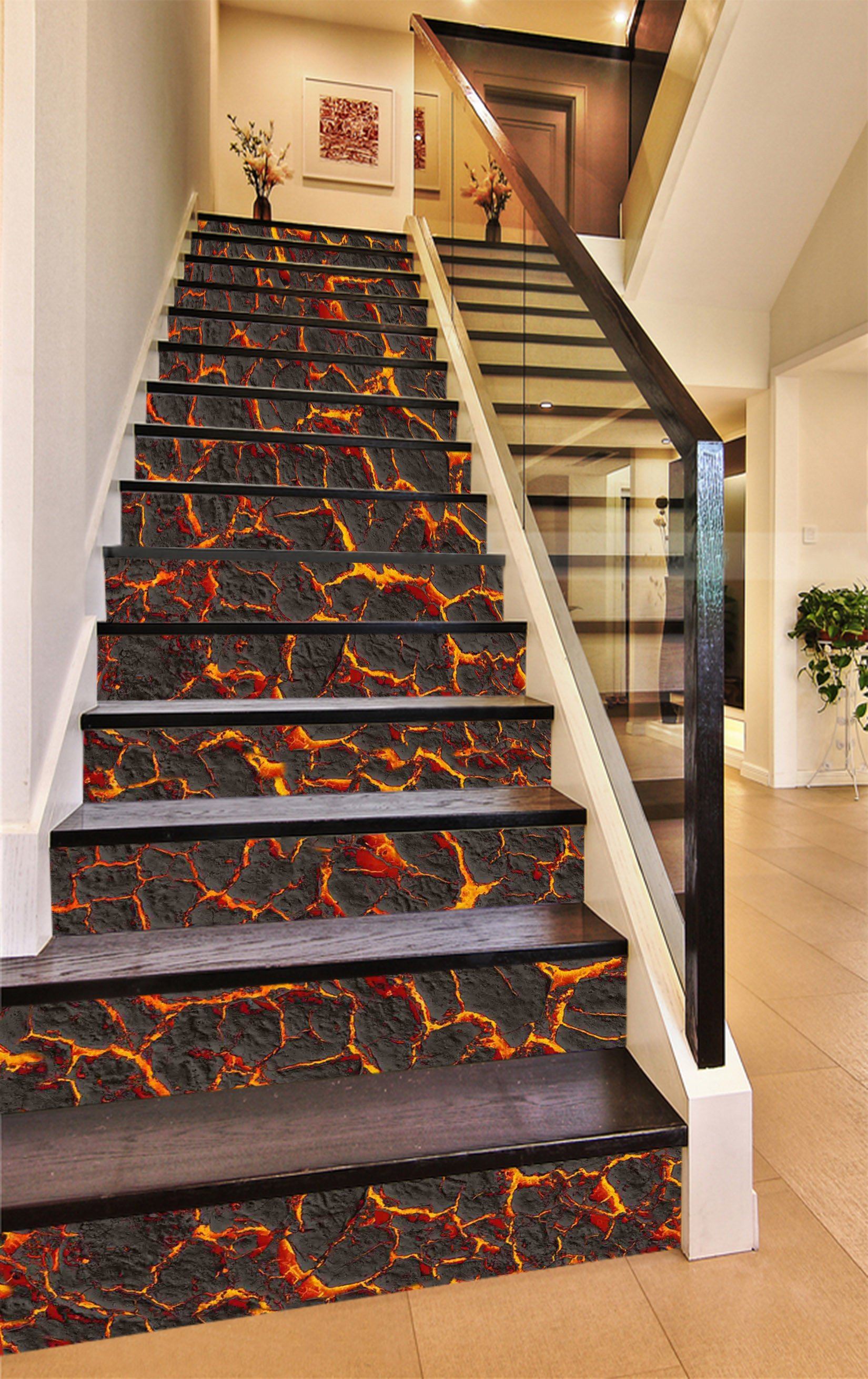 3D Volcanic Lava 1136 Stair Risers Wallpaper AJ Wallpaper 