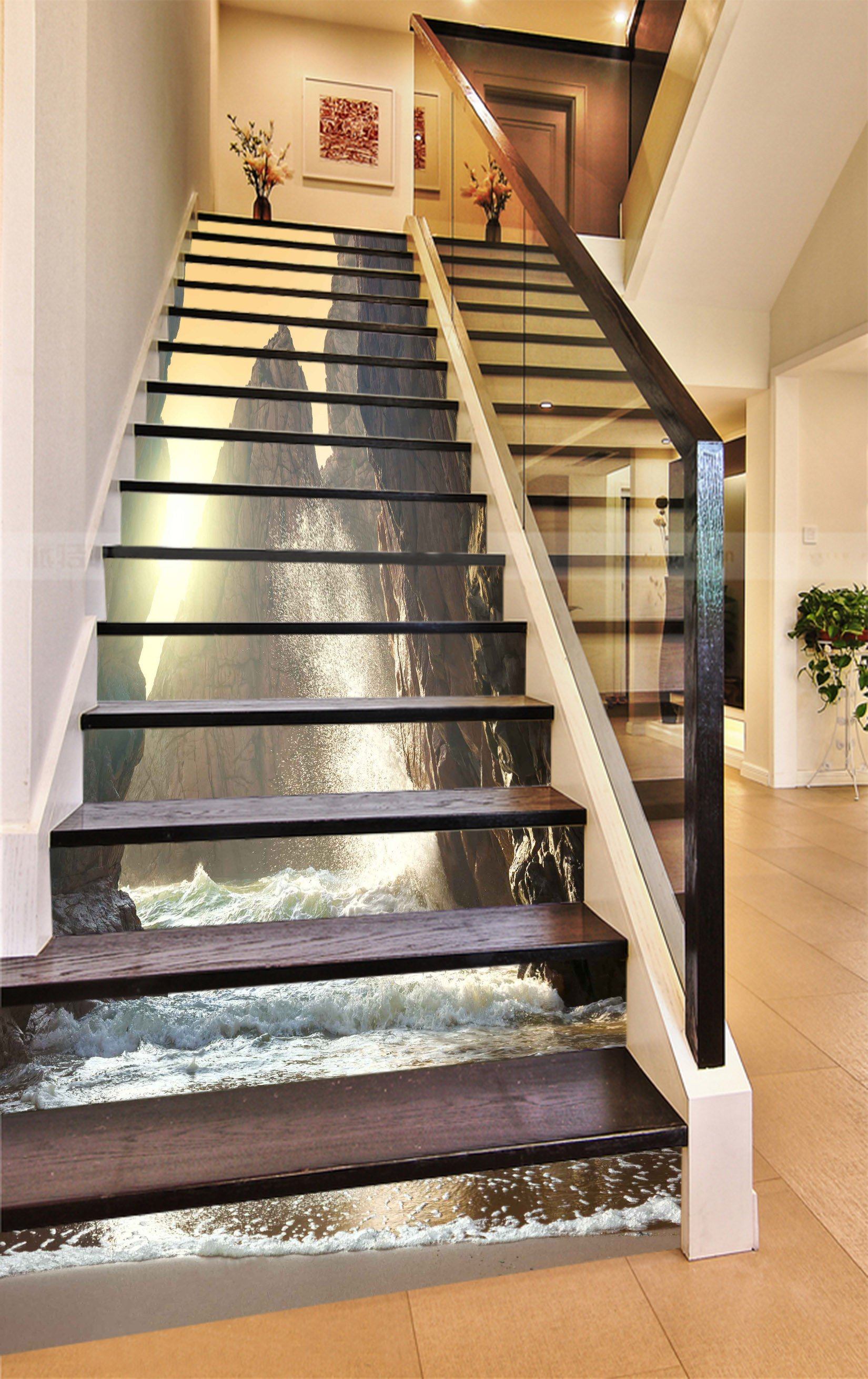 3D Sea Towering Mountains 885 Stair Risers Wallpaper AJ Wallpaper 