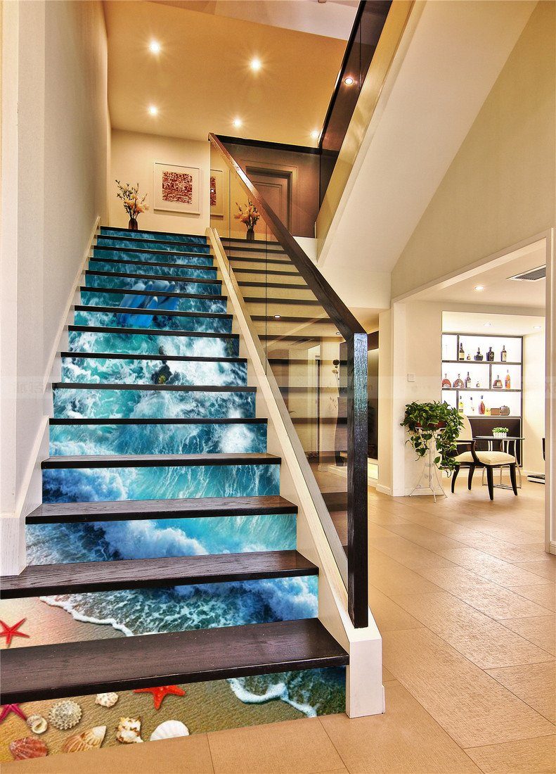3D Pretty Beach Scenery 72 Stair Risers Wallpaper AJ Wallpaper 
