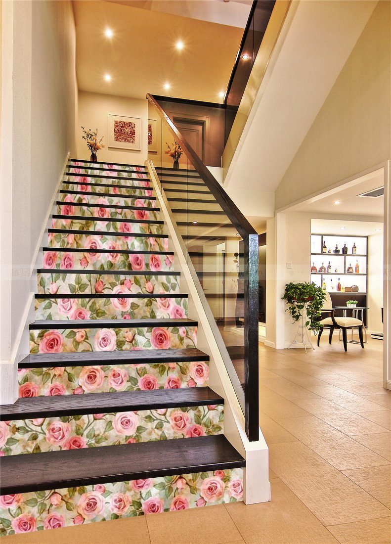 3D Flowers Branches 785 Stair Risers Wallpaper AJ Wallpaper 