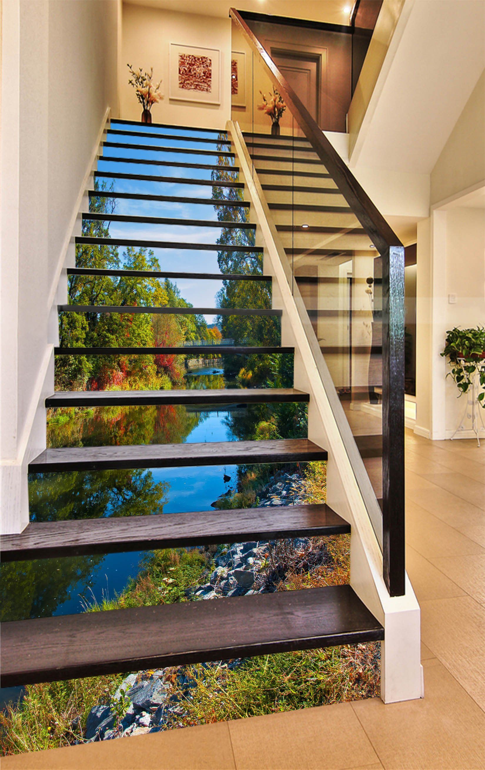 3D Peace River Scenery 1186 Stair Risers Wallpaper AJ Wallpaper 