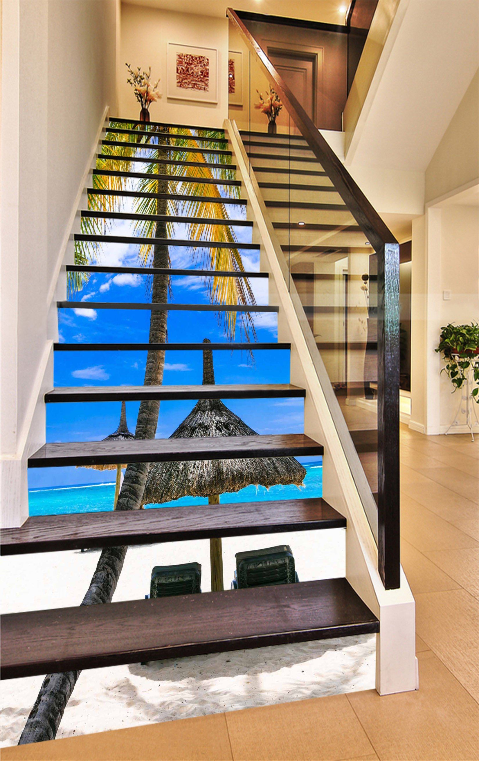 3D Beach Scenery 1453 Stair Risers Wallpaper AJ Wallpaper 