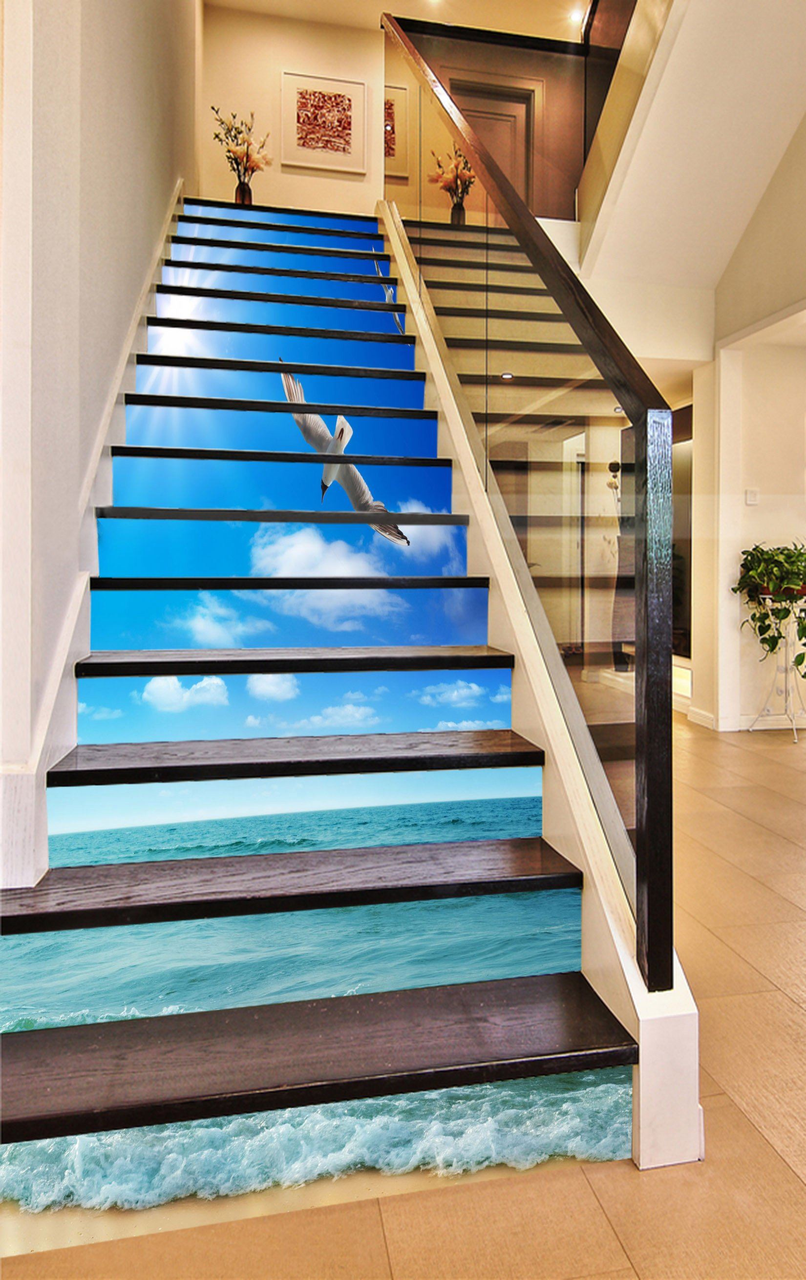 3D Sea Fly Birds 778 Stair Risers Wallpaper AJ Wallpaper 