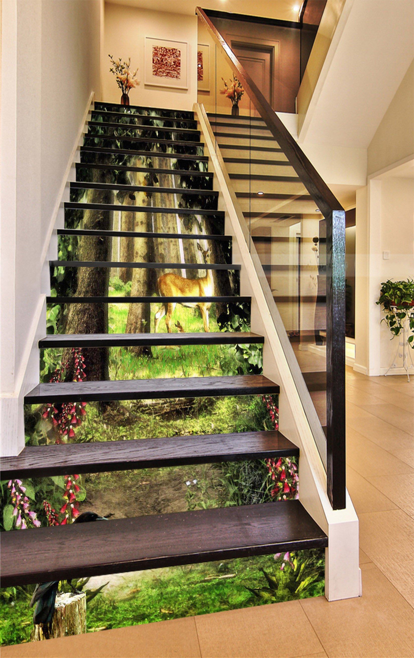 3D Forest Animals 1178 Stair Risers Wallpaper AJ Wallpaper 