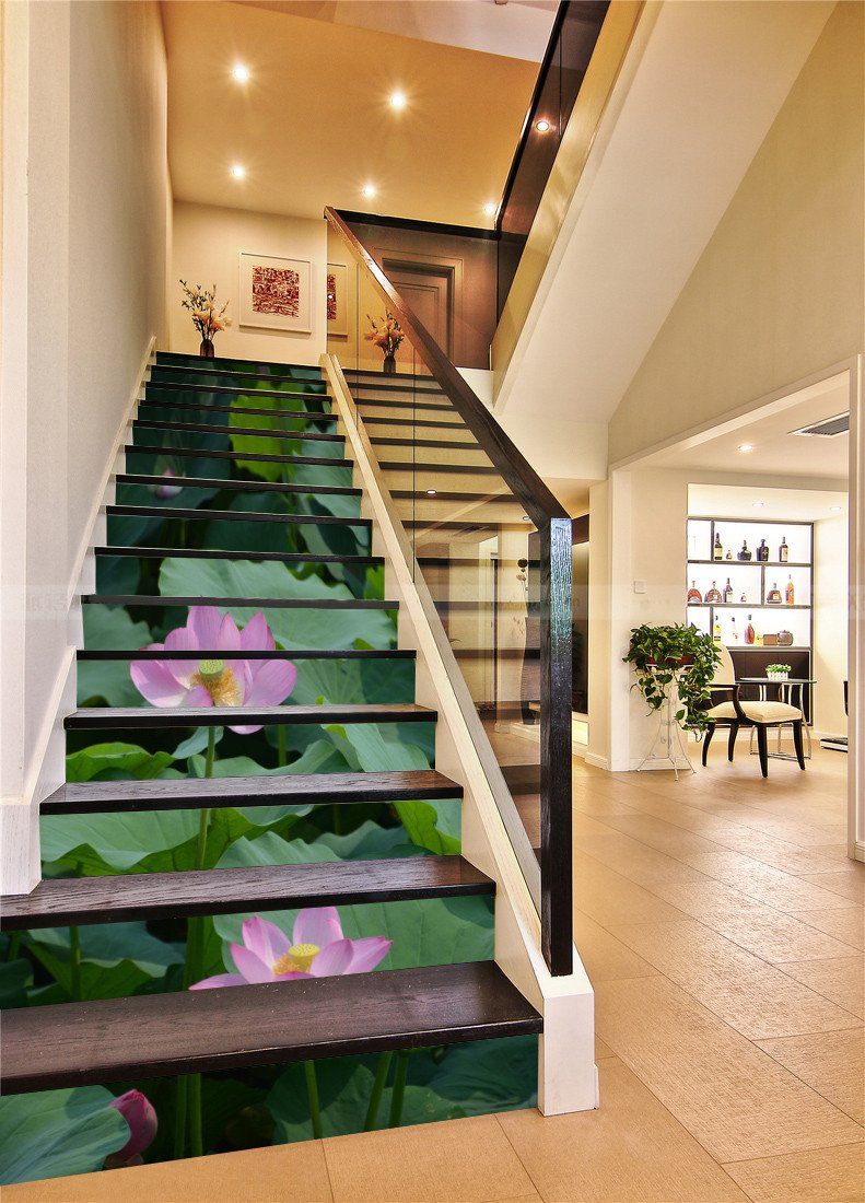 3D Lotus Flowers 126 Stair Risers Wallpaper AJ Wallpaper 