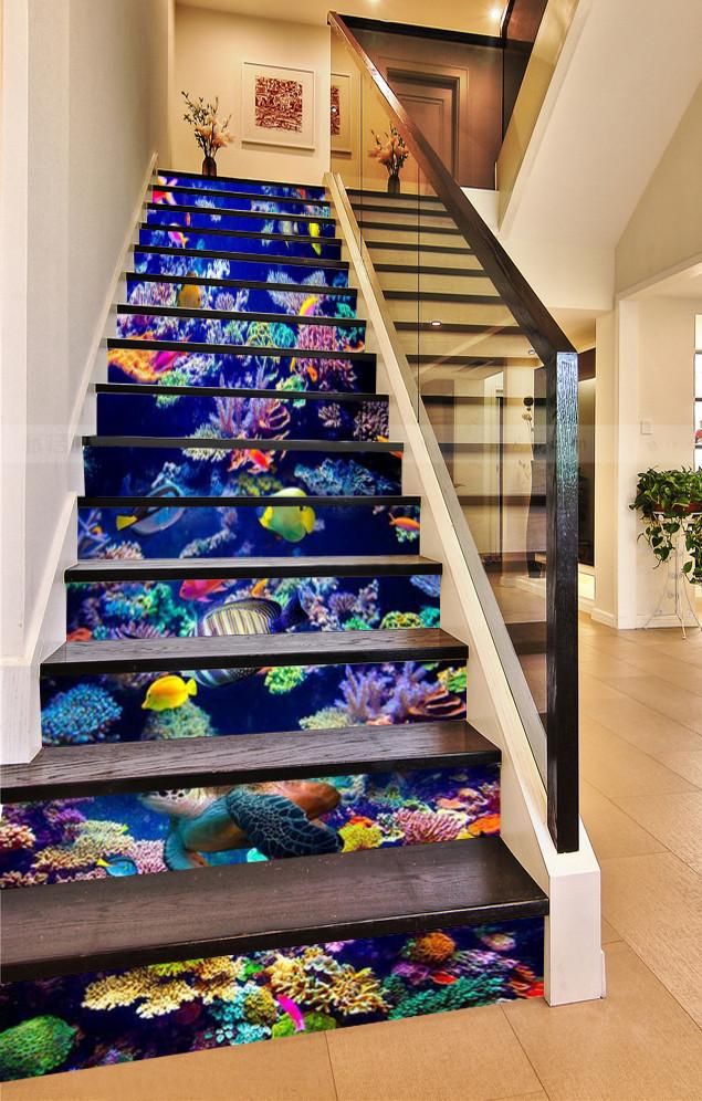 3D Colorful Ocean World 787 Stair Risers Wallpaper AJ Wallpaper 