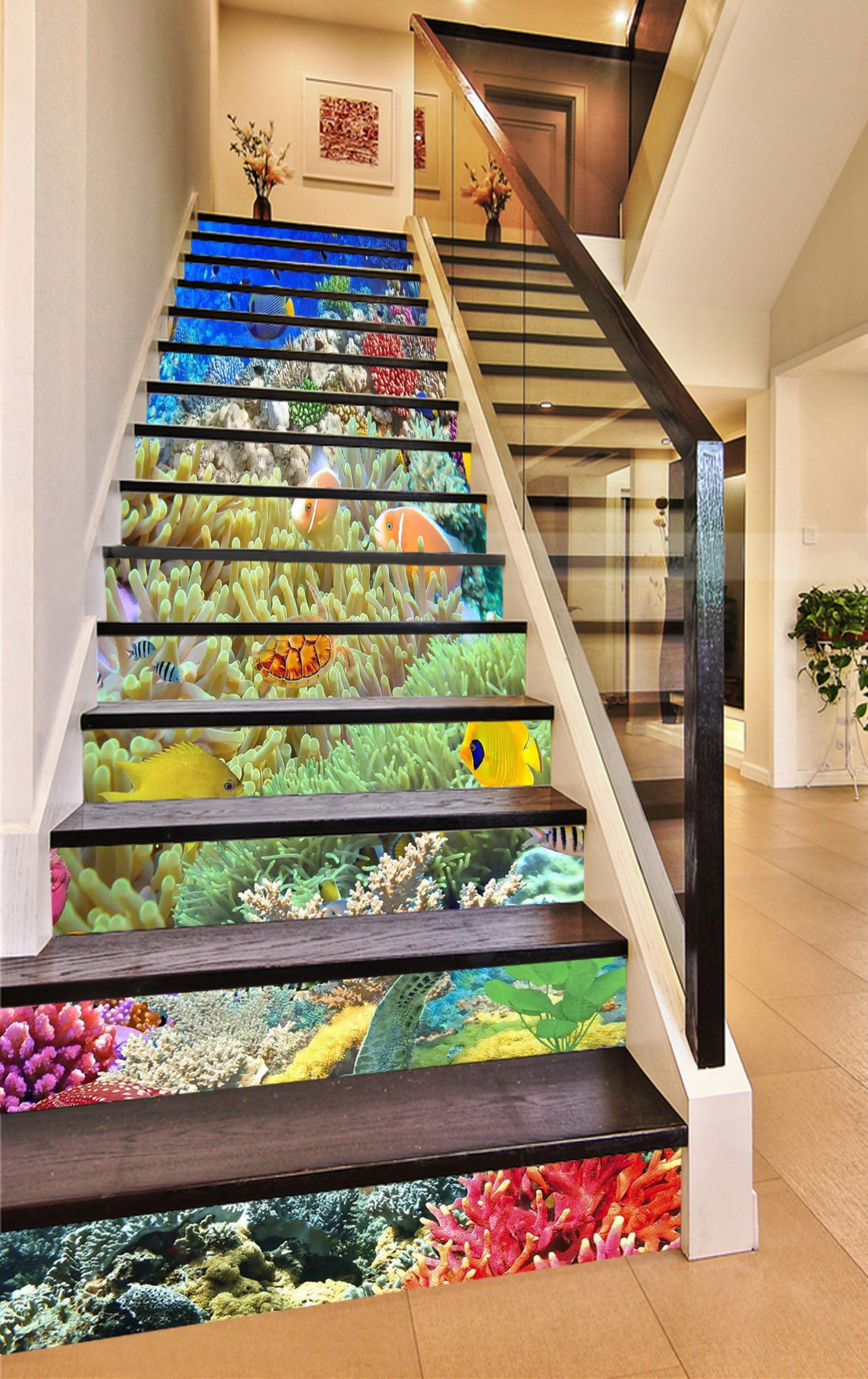 3D Seabed Corals Fishes 424 Stair Risers Wallpaper AJ Wallpaper 