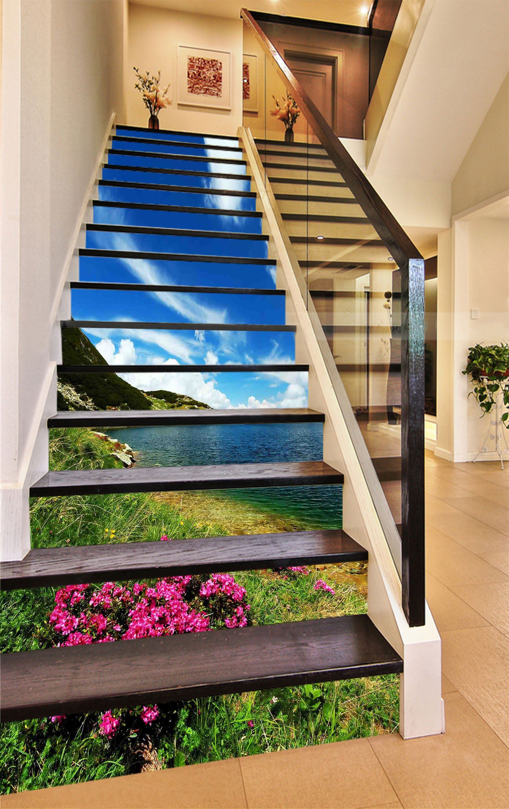 3D Lake Scenery 1168 Stair Risers Wallpaper AJ Wallpaper 
