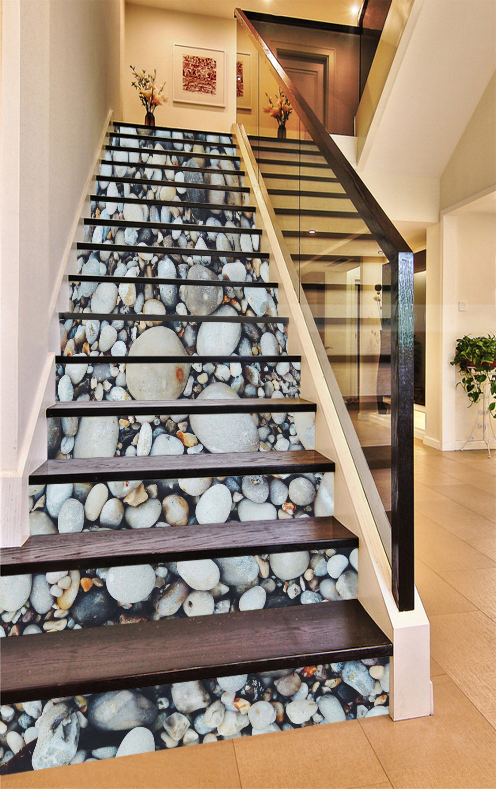 3D Stone Heap 1108 Stair Risers Wallpaper AJ Wallpaper 
