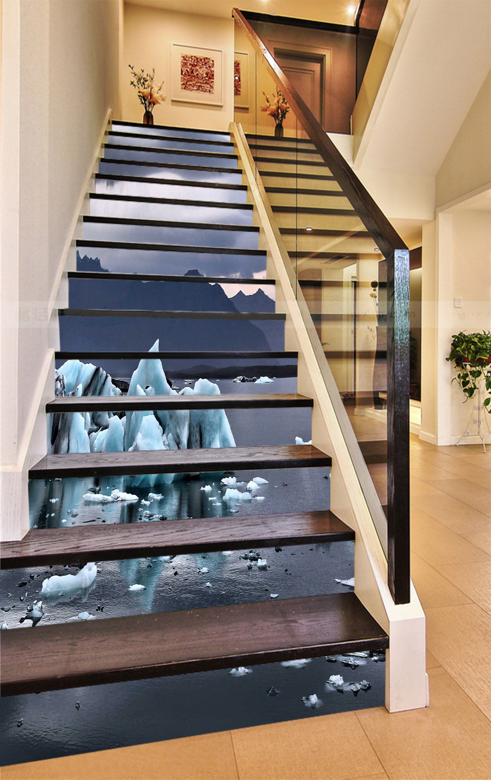 3D Icing Lake Scenery 879 Stair Risers Wallpaper AJ Wallpaper 