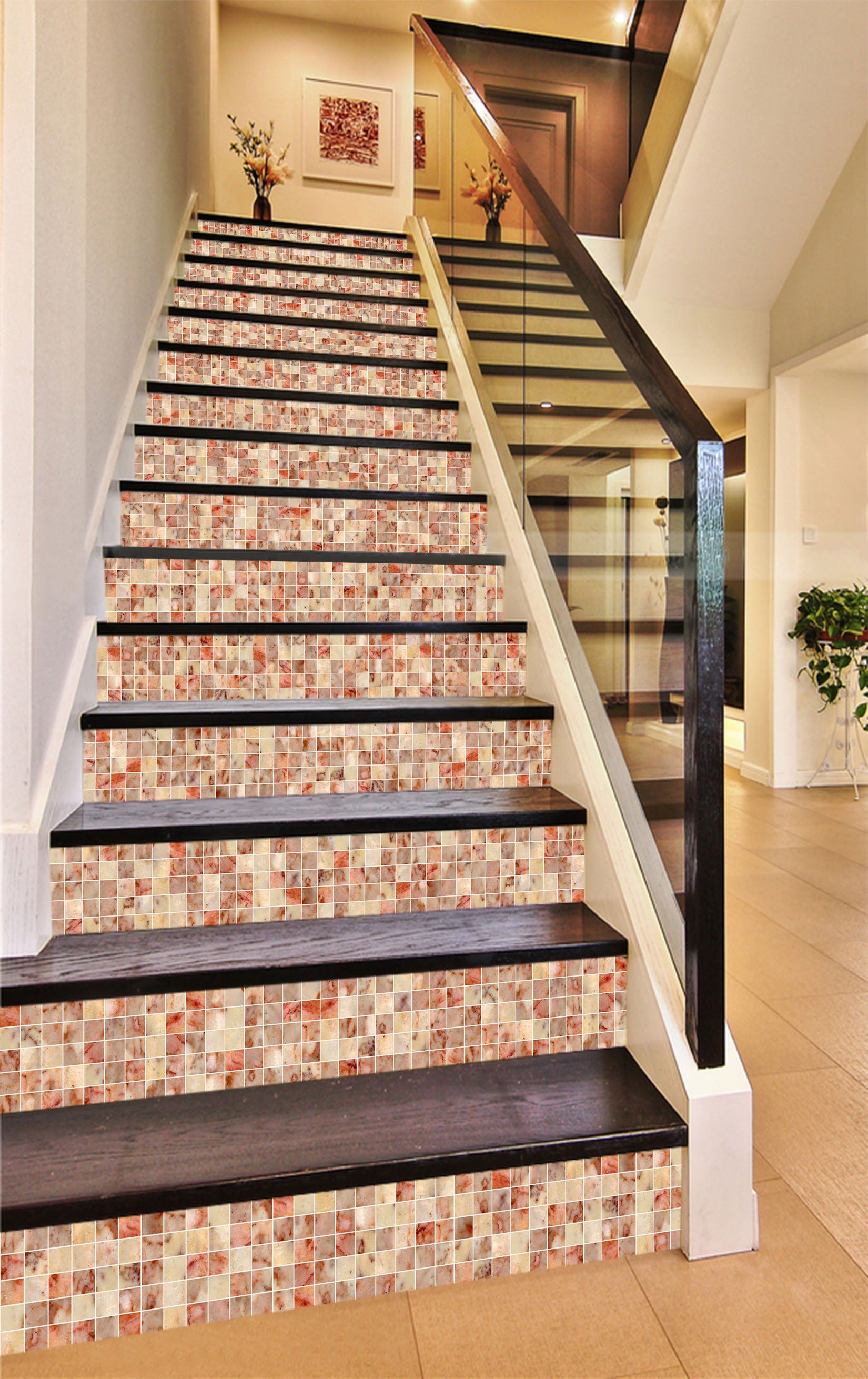 3D Small Square Lattice 1660 Stair Risers Wallpaper AJ Wallpaper 