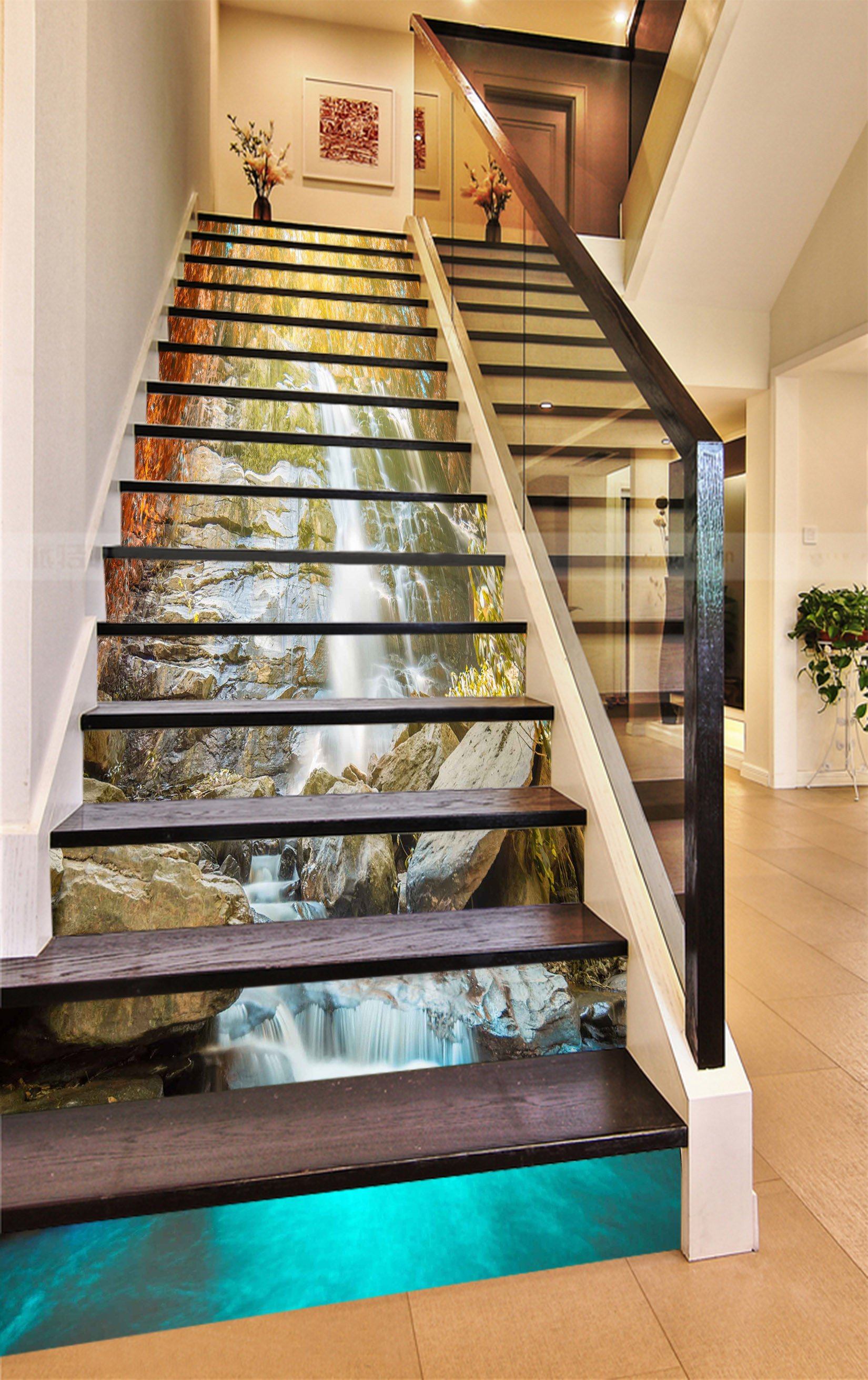3D Waterfall Rocks 812 Stair Risers Wallpaper AJ Wallpaper 