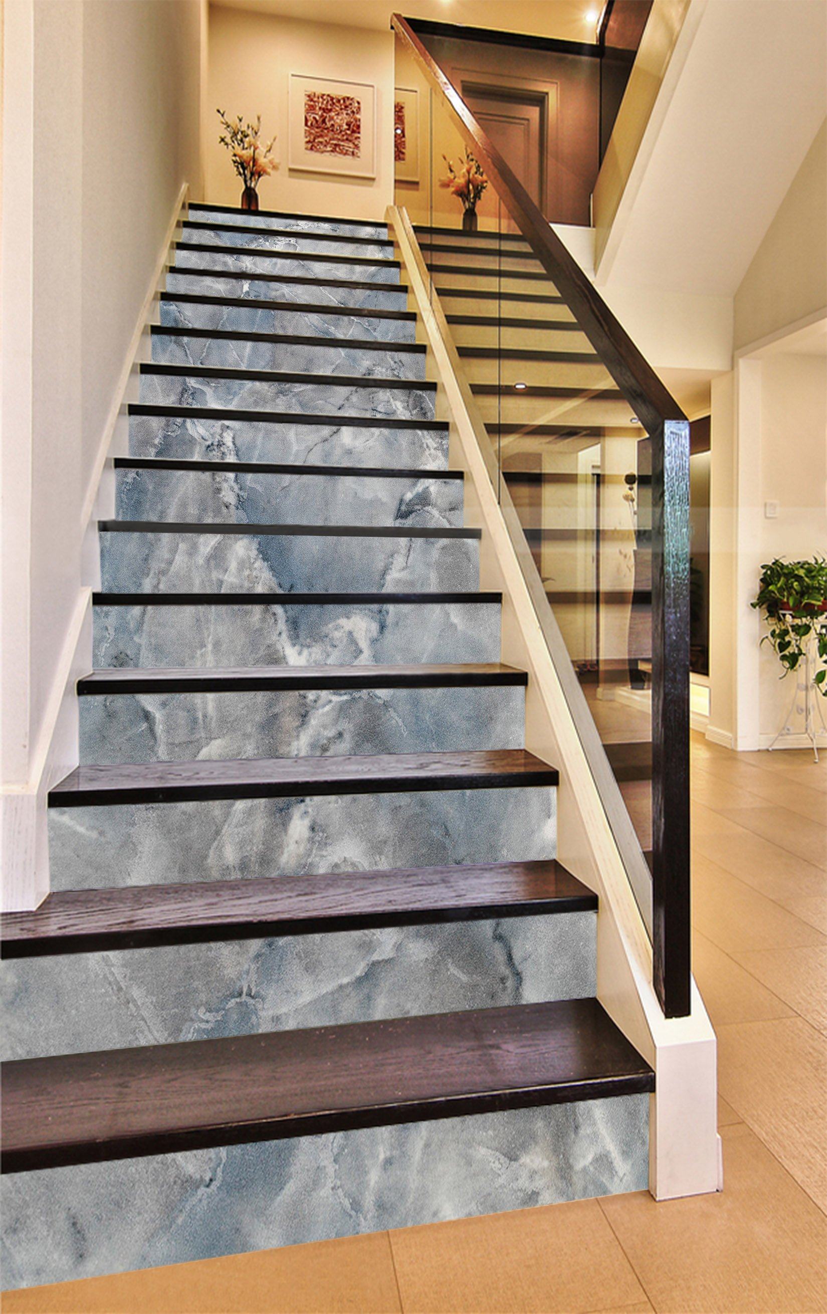 3D Blue Stone Pattern 321 Marble Tile Texture Stair Risers Wallpaper AJ Wallpaper 