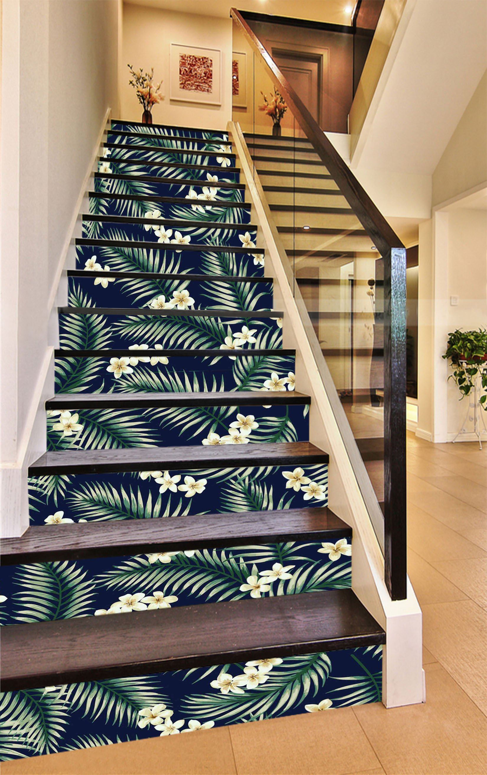 3D Leaves Flowers 1161 Stair Risers Wallpaper AJ Wallpaper 